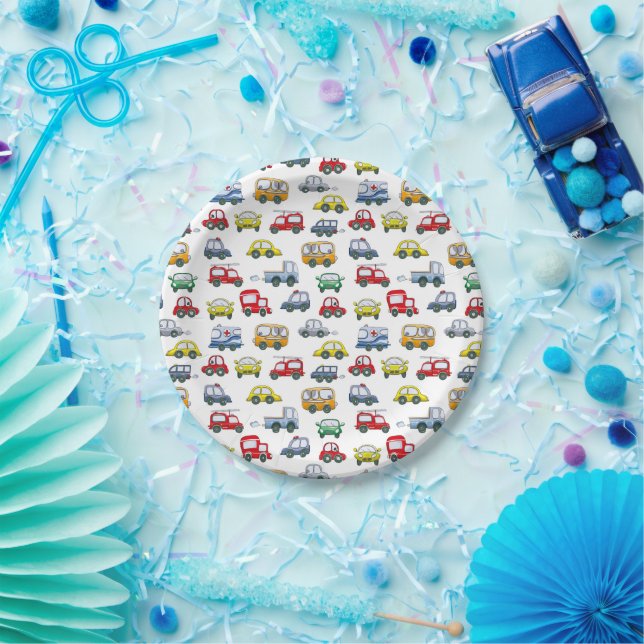 Cars Pattern Paper Plate (Party)