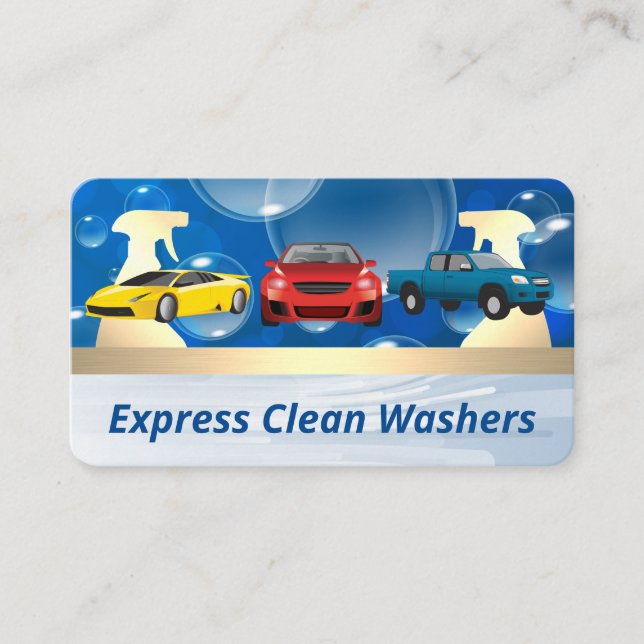 Cars | Soap Bubbles | Spray Bottles Business Card (Front)