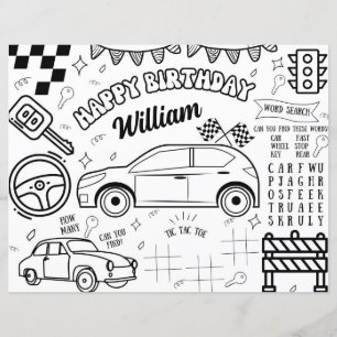  Cars Theme Printable Birthday Colouring Page 