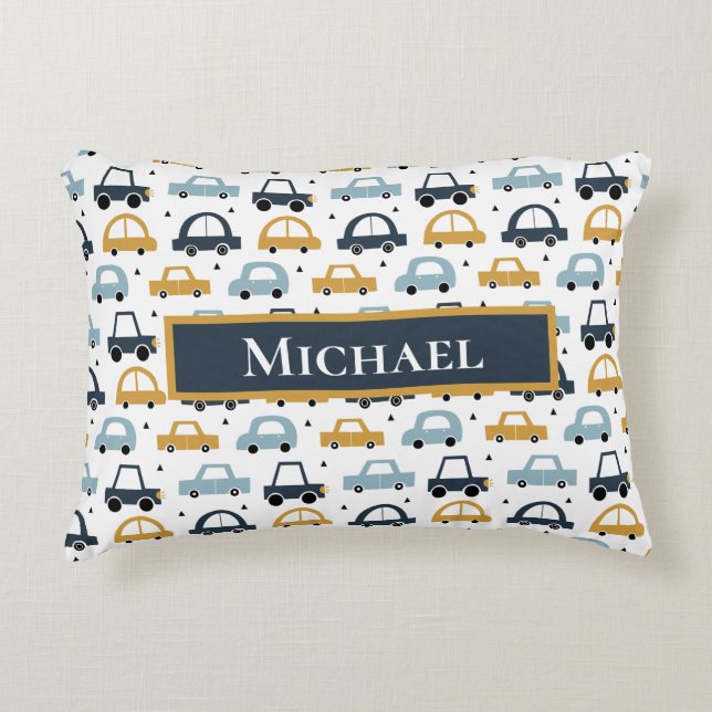 Cars Themed 3 Personalised Decorative Cushion (Front)