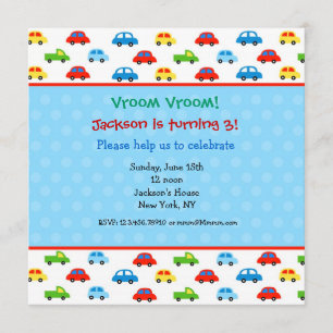 Cars Trucks Birthday Party Invitations Kids boy