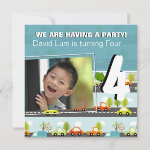 CARS & TRUCKS   Boys  Birthday Party Invitation
