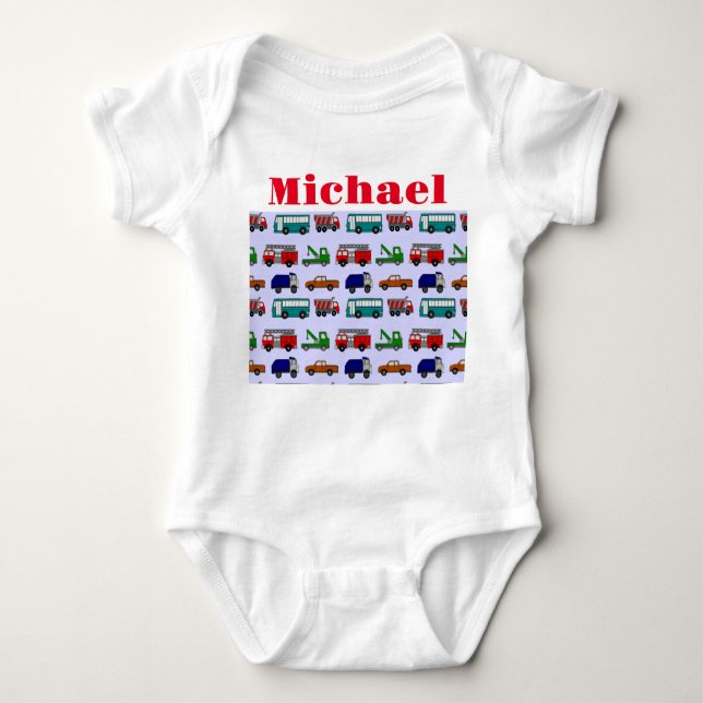 Cars, Trucks, Buses  Baby Bodysuit (Front)