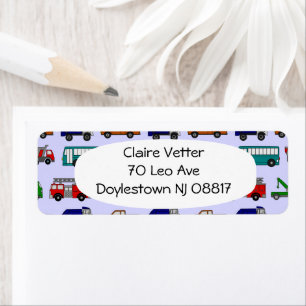 Cars, Trucks, Buses Return Address Label