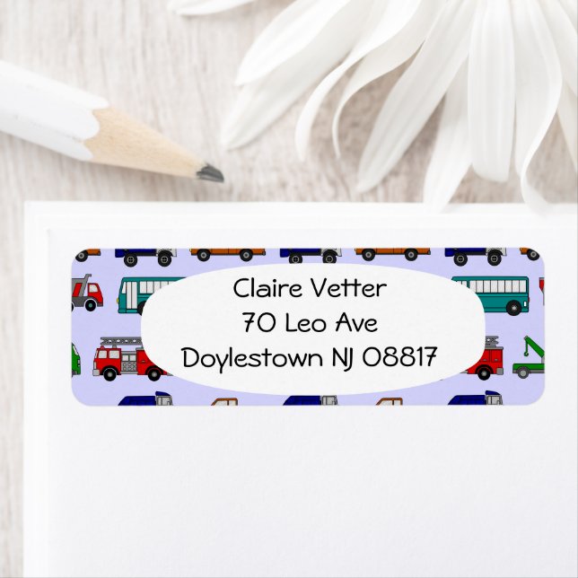 Cars, Trucks, Buses  Return Address Label (Insitu)