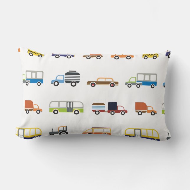 Cars Trucks & Busses Pattern Lumbar Cushion (Front)