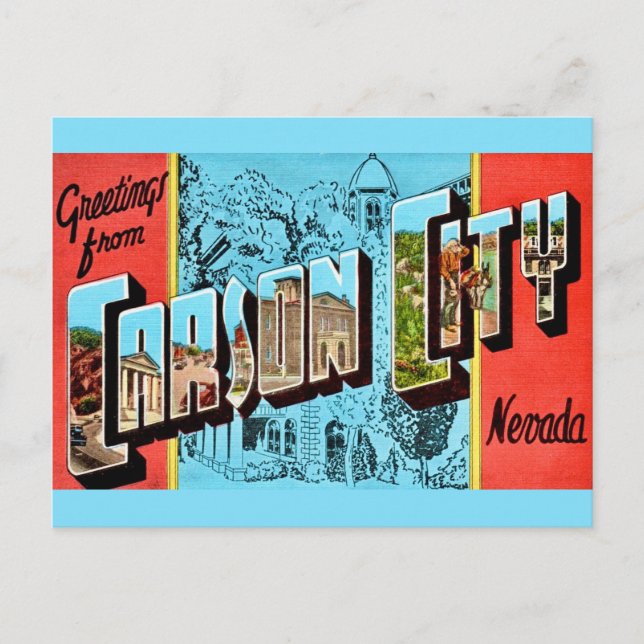Carson City NV Retro Greeting Postcard (Front)