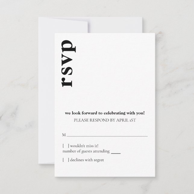 Carson Modern Wedding RSVP Invitation (Front)
