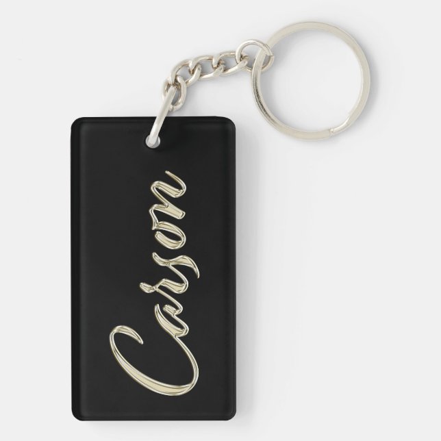 Carson Name White Gold Keychain Pendant (Back)