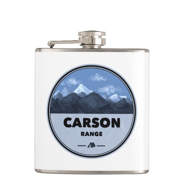 Carson Range California Nevada Camping Hip Flask (Front)