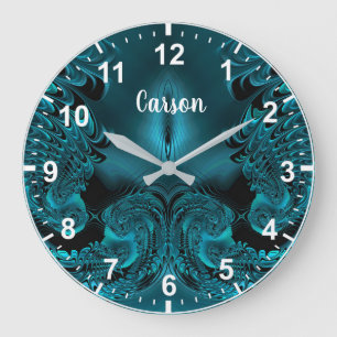 CARSON ~ WOW! Fractal Pattern Green and Black ~ Large Clock