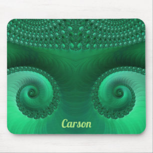 CARSON ~ Zany Shades of Green Fractal Pattern Mouse Pad