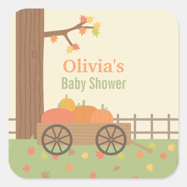 Cart of Pumpkin Patch Baby Shower Decor Stickers (Front)