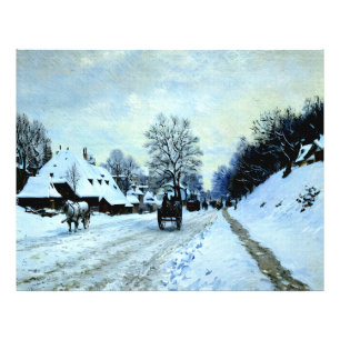 Cart on Snow-Covered Road with Saint-Siméon Farm Photo Print