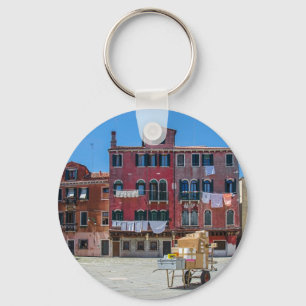 Cart with boxes in Venice Key Ring