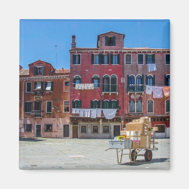 Cart with boxes in Venice Magnet (Front)