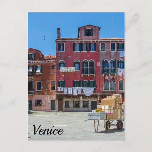 Cart with boxes in Venice Postcard (Front)
