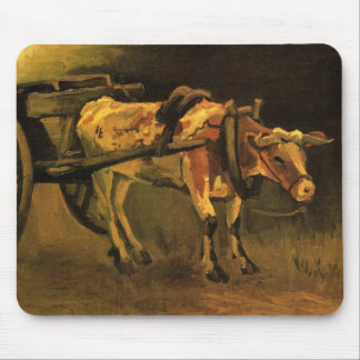 Cart with Red and White Ox by Vincent van Gogh Mouse Pad