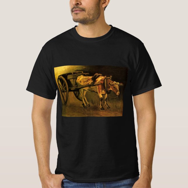 Cart with Red and White Ox by Vincent van Gogh T-Shirt (Front)