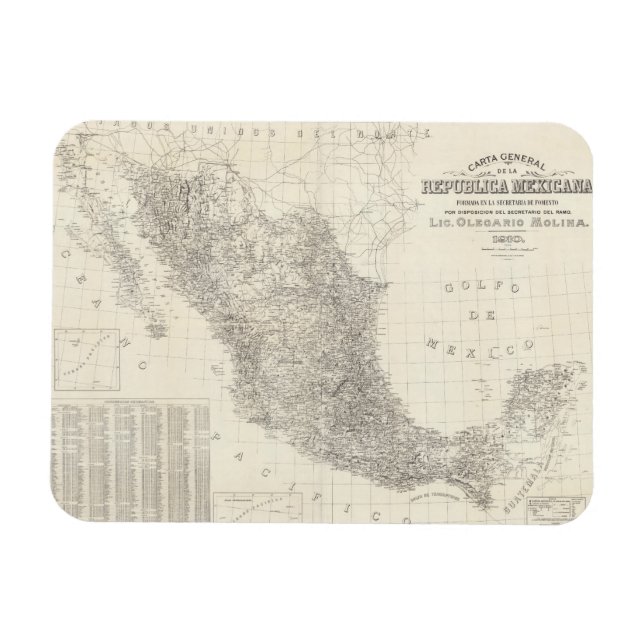 Carta general de la Republica Mexicana Map Magnet (Horizontal)