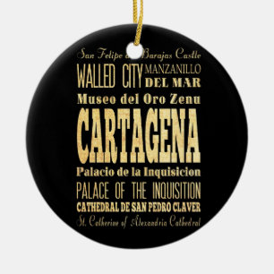 Cartagena City of Colombia Typography Art Ceramic Ornament