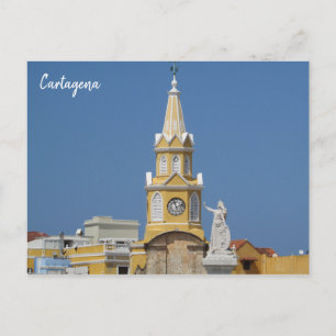 cartagena clock tower postcard