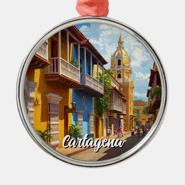 Cartagena Colombia Travel Metal Ornament (Front)
