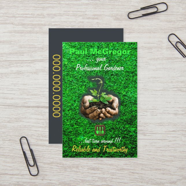 Cartão De Visita Professional Gardening Business Card (Front/Back In Situ)