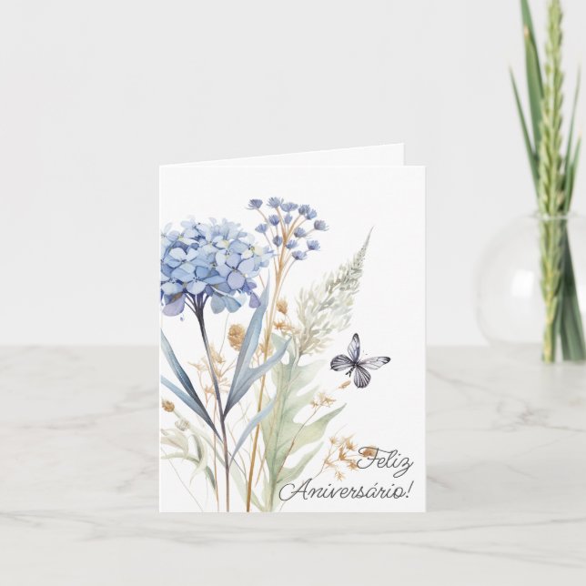 Cartão Portuguese Birthday Card Wildflowers (Front)