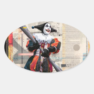 Cartas de póquer clásicas oval sticker
