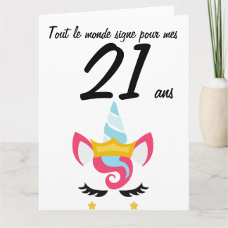 Carte anniversaire 21 ans grand format licorne xxl card
