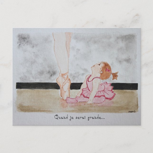 carte aquarelle danseuse bébé rêve petite fille postcard (Front)