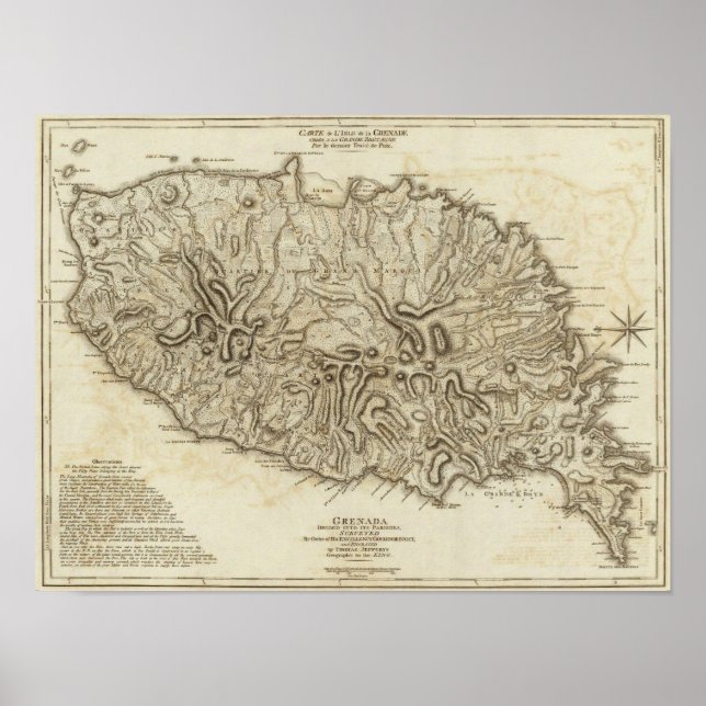 Carte de l'Isle de la Grenade Poster (Front)