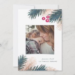 Carte de Noël de Pin et Baies Holiday Card