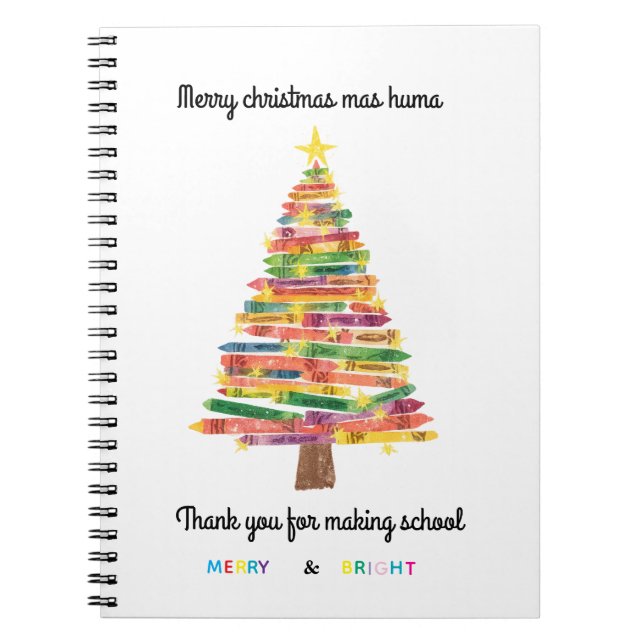 Carte de Noël personnalisée pour enseignant  Notebook (Front)