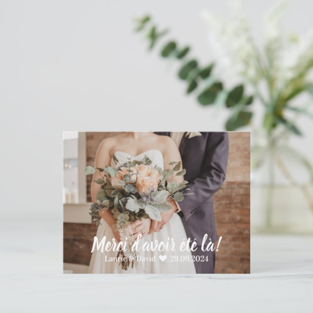 Carte De Remerciements Mariage - Photo et Merci  Postcard (Standing Front)