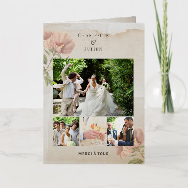 Carte De Remerciements Mariage photo  Foil Greeting Card (Front)