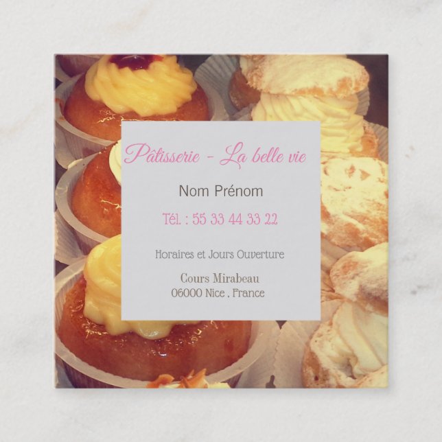 Carte de visite pour des Pâtisseries Square Business Card (Front)