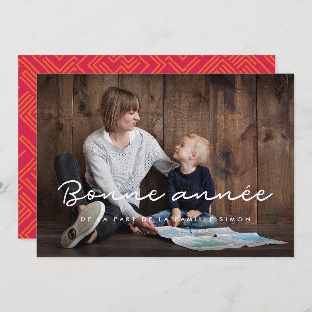 Carte de voeu photo Bonne année personnalisable Holiday Card (Front/Back)