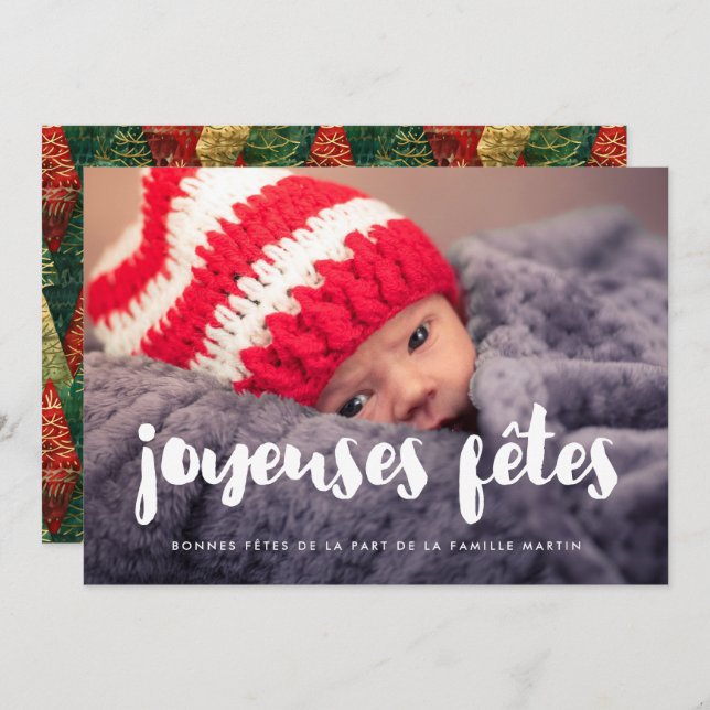 Carte de vœu photo moderne Joyeuses Fêtes Holiday Card (Front/Back)