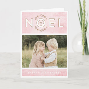 Carte de voeux de rose et d'or de Noël Card