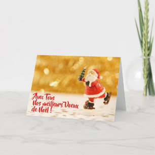 Carte de Voeux Père Noël patinant Holiday Card