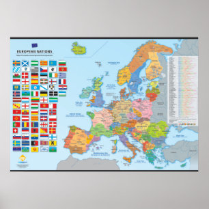 Carte des nations d'Europe (multilingue) Poster