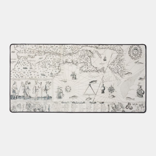 Carte Française Canada (Québec) par Champlain 1612 Desk Mat (Front)