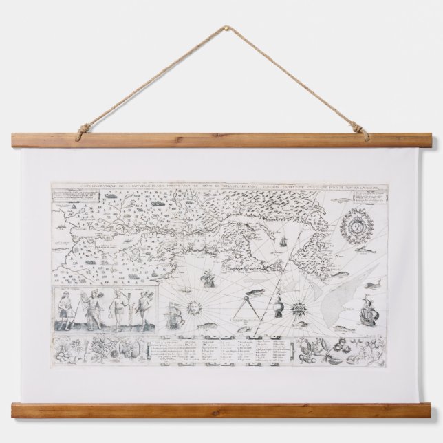 Carte Française Canada (Québec) par Champlain 1612 Hanging Tapestry (Front)