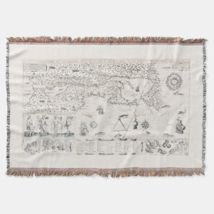 Carte Française Canada (Québec) par Champlain 1612 Throw Blanket