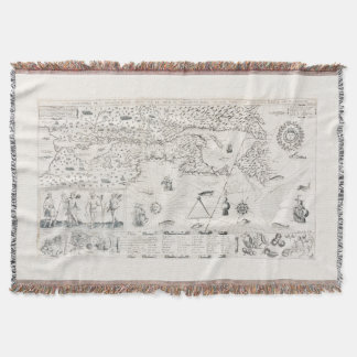 Carte Française Canada (Québec) par Champlain 1612 Throw Blanket