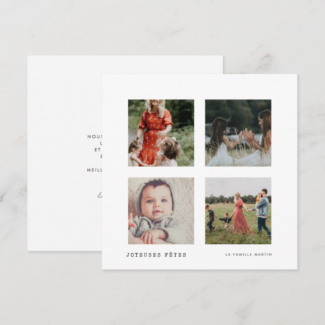 Carte Noël Joyeuses Fêtes Collage 4 photos Holiday Card (Front/Back)