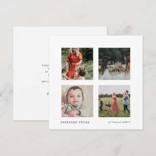 Carte Noël Joyeuses Fêtes Collage 4 photos Holiday Card