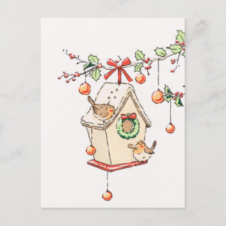 Carte Noël rouge-gorge neige, Robin Christmas card